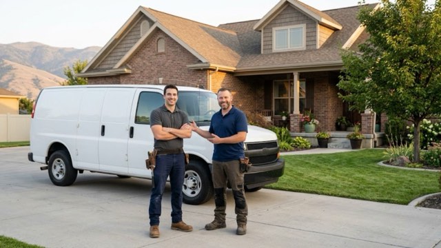 Walk-In Bathroom Tubs Columbia MD installer and service van outside a customer's home